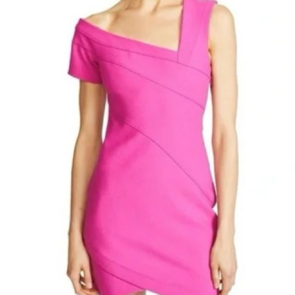 Cinq à Sept Coralisa Vibrant Berry Pink One-Shoulder Mini Dress Size 8